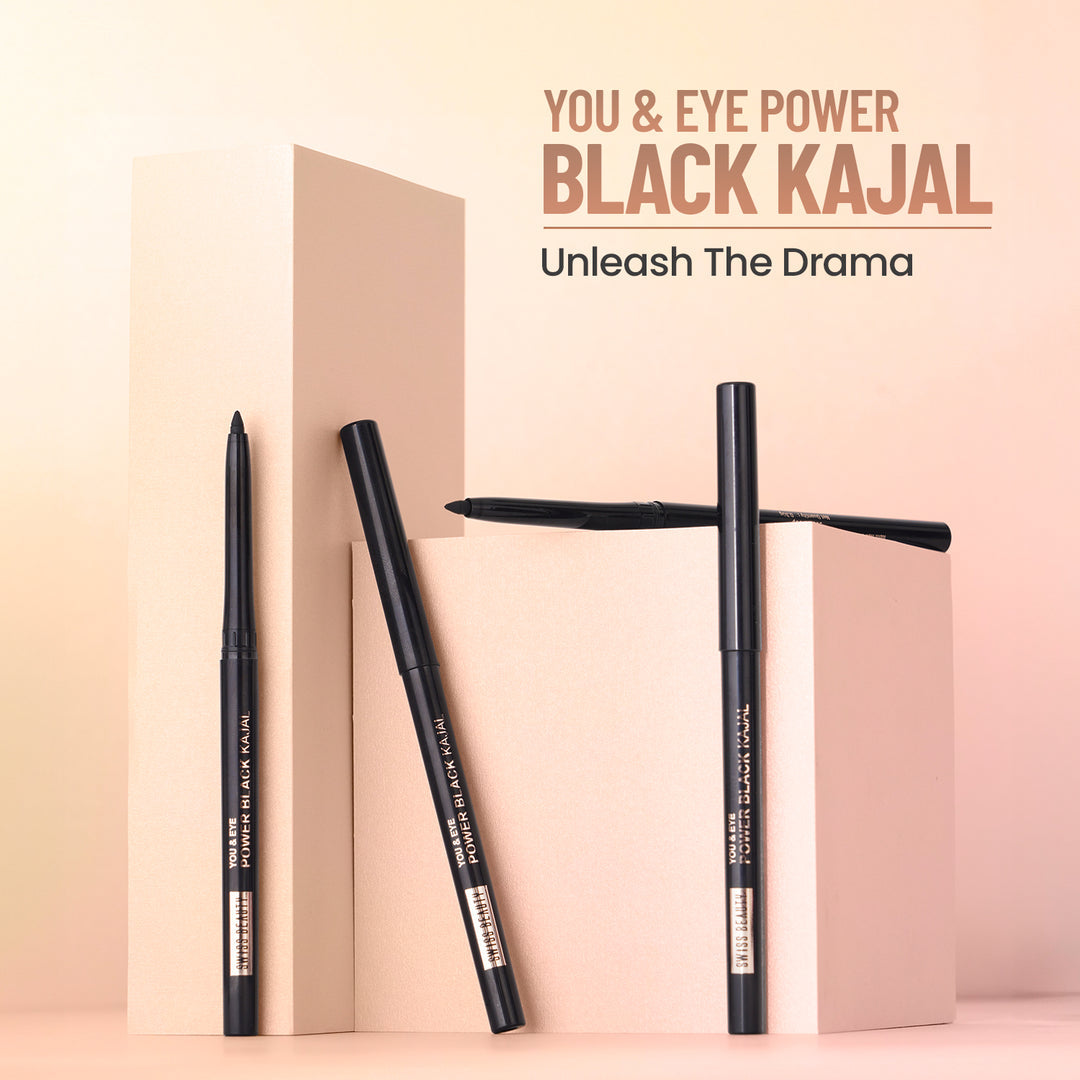 You & Eye Power Black Kajal | Waterproof & Smudge-Proof | 24 Hour Stay | Matte Finish Black Kajal