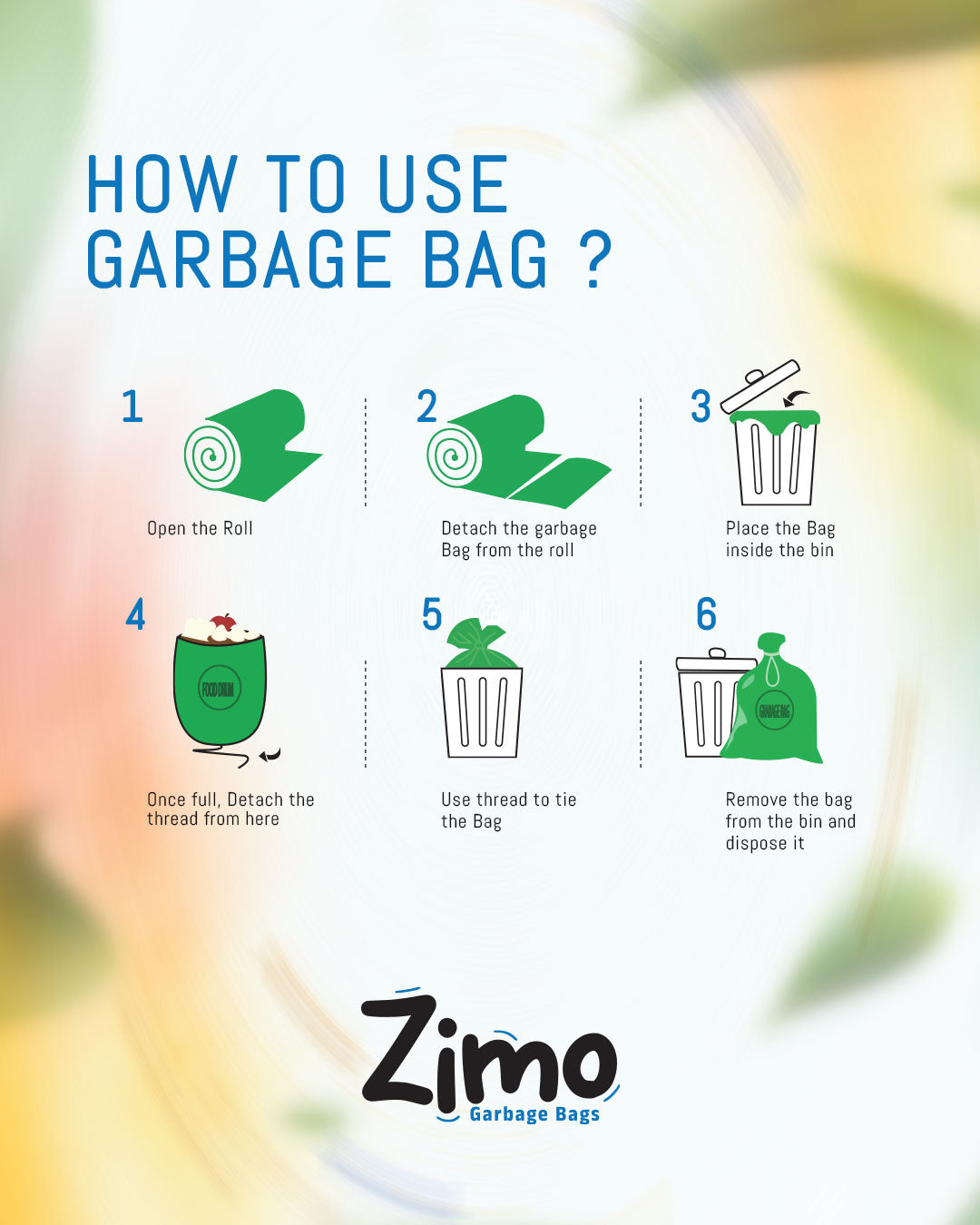 Zimo garbage bags , medium ,12 rolls/ 360 pcs